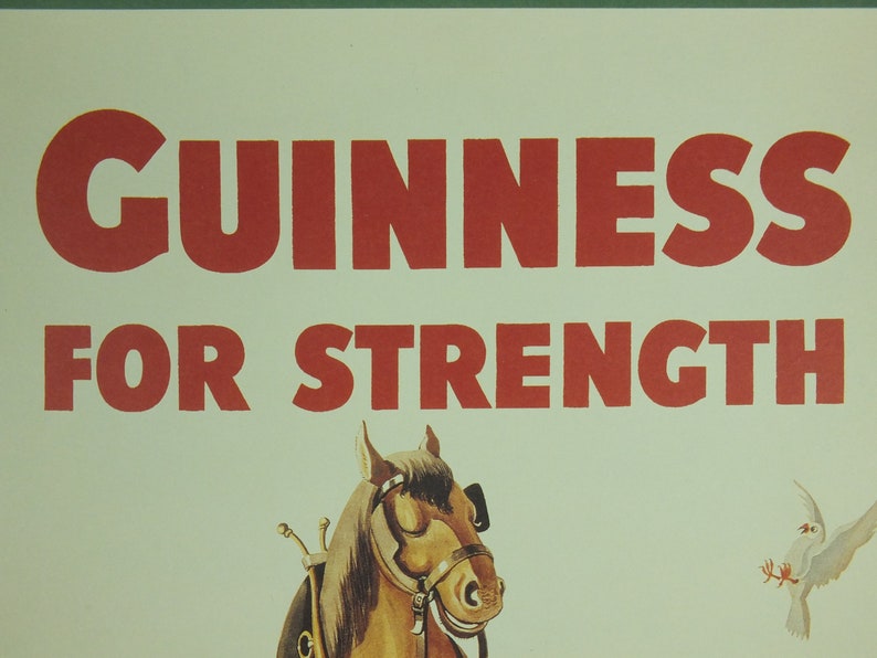 Guinness For Strength Poster, by John Gilroy 1949, Gilroy's favourite poster, Advertising campaign Wall art retro 1990s image 6