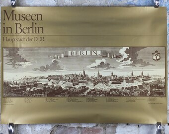 1980s DDR East Berlin Poster, Museums in Berlin, The Capital City of the DDR, travel tourism holiday vacation wall art decor