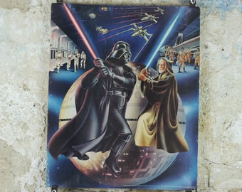 1978 Star Wars Poster, Proctor & Gamble, Darth Vader Obi Wan Kenobi lightsaber duel, advertising Cascade Cheer Dawn, wall art decor