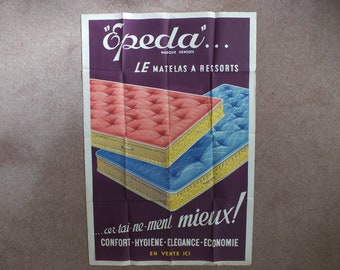 Original Vintage French poster Epeda mattress matelas le matelas a ressorts purple print wall art retro 1950s