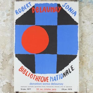 1978 Sonia & Robert Delaunay Poster, rutig oktogon, Orfism, Kubism, abstrakt Fauvism, Bibliotheque Nationale Paris, väggdekor