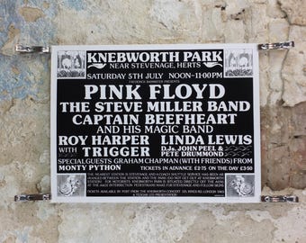 1975 Pink Floyd at Knebworth Park Poster, Signed by Freddy Bannister, 1999 reprint, Psychedelic rock music, wall art