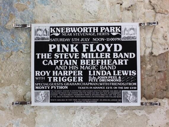 1975 Pink Floyd at Knebworth Park Poster, Signed by Freddy