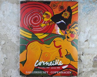 1997 Corneille Poster, Serpent Sun, Yellow Nude, Cobra Group, Reflex Movement, Guillaume Beverloo, artist gallery exhibition, wall art decor