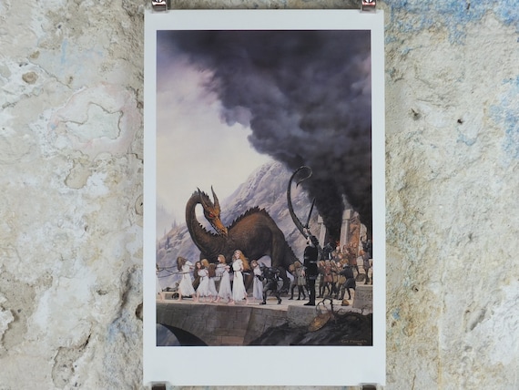 1998 Tolkien Silmarillion Poster, the Sack of Nargothrond, by Ted