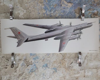 Original Vintage Poster Tupolev Tu-142 “Bear-F” military air force airplane aeroplane wall art 1980s