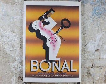 2002 Bonal Poster, Bonal Gentiane-Quina, ouvre l’appétit, Grande Chartreuse, alcoholic drink advertising print wall art decor