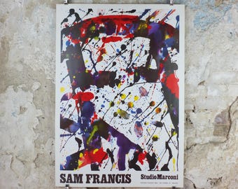1983 Sam Francis Poster, Studio Marconi, abstract expressionism, gallery exhibition, wall art decor