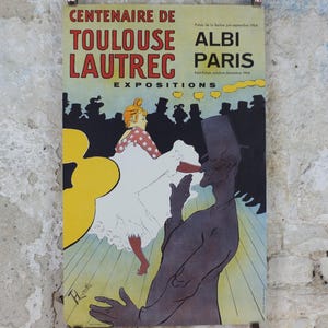 1964 Moulin Rouge Poster, Henri Toulouse-Lautrec, La Goulue, Can-can dancing, Albi Paris centenary, art nouveau, wall art decor