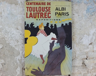1964 Moulin Rouge Poster, Henri Toulouse-Lautrec, La Goulue, Can-can dancing, Albi Paris centenary, art nouveau, wall art decor