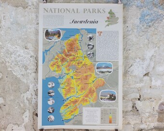 1963 Snowdonia Poster, National Parks, Mt Snowdon, Land of the Eagles, Travel and Tourism, walking trail, wall art decor