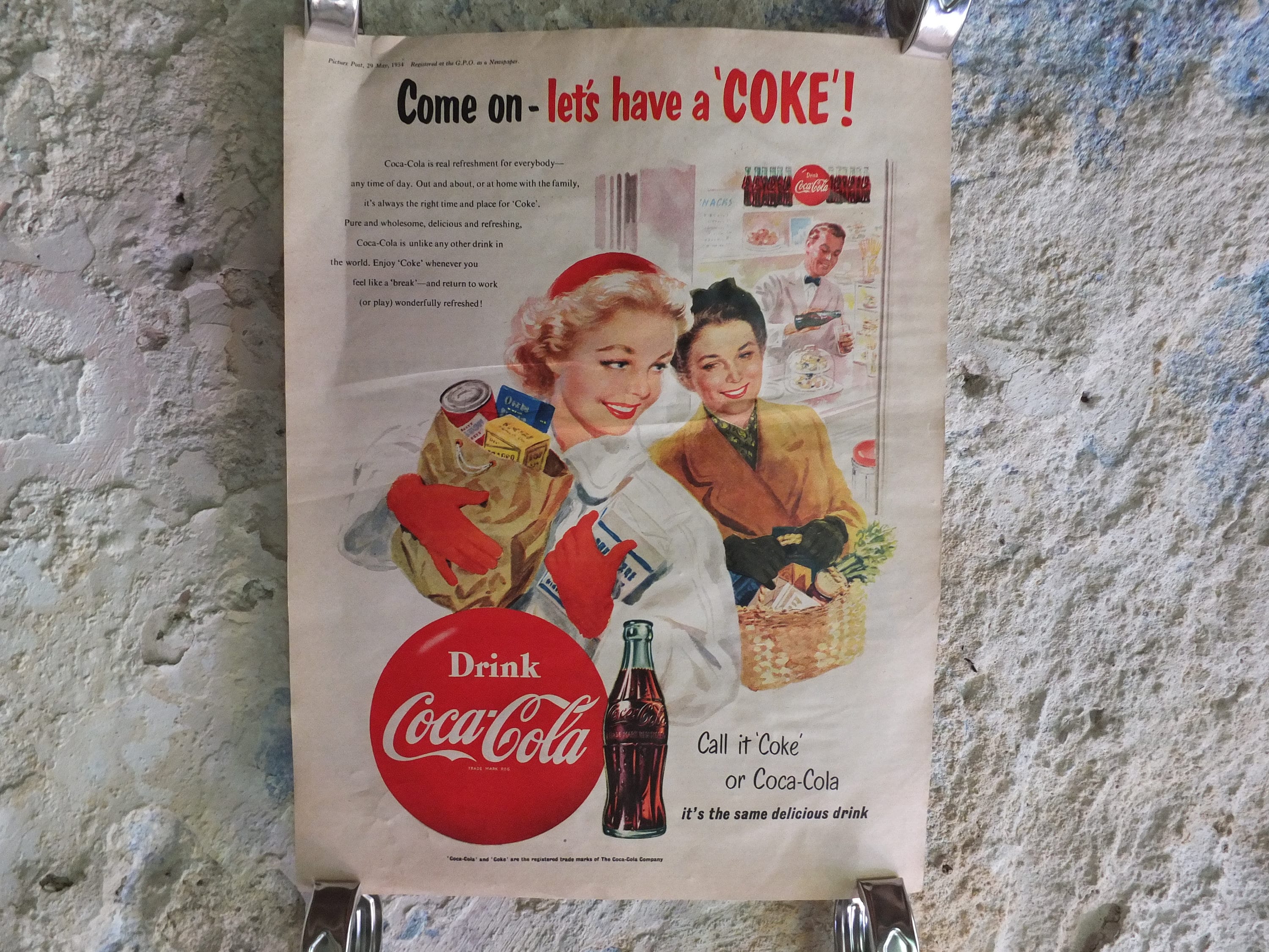 Vintage Cocacola Coke Poster Coca Cola Etsy