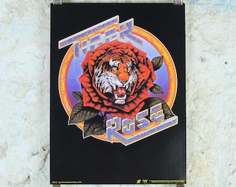 1976 Grateful Dead Poster, Robert Hunter and Jerry Garcia, Tiger Rose, by Stanley Mouse and Alton Kelley, music wall art decor
