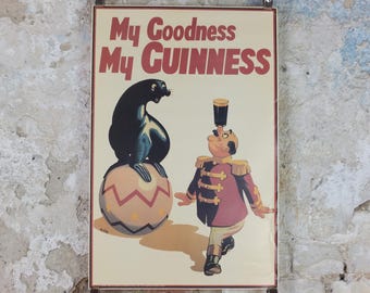 1990s My Goodness My Guinness Poster, from Guinness Museum, By Wilk 1958, seal on a ball with man balancing a pint, Wall art decor