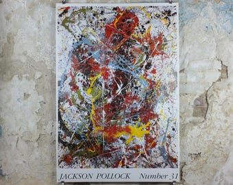 1988 Jackson Pollock Poster, Number 31 1949, #31, drip painting, abstract expressionism, gallery exhibition, wall art decor