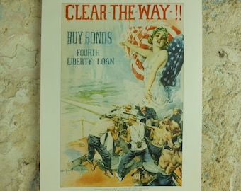 Vintage Christy Girls Clear the Way Poster liberty Imperial War Museum World War 1 WW1 Propaganda Poster reprint print wall art