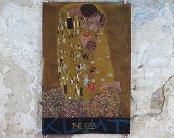 1992 Gustav Klimt Poster, The Kiss, from Athena International, Art Nouveau Symbolism Vienna Secession gallery exhibition, wall art decor