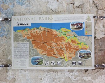 1965 Exmoor Poster, National Parks, west Somerset and north Devon, Travel and Tourism, walking trail, wall art decor