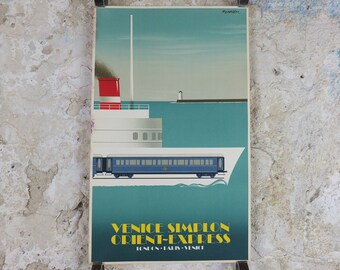 Original Venice Simplon Orient Express Poster, Dover Calais ferry, Fix Masseau, 1985 limited edition of 200, train, art deco, wall art decor