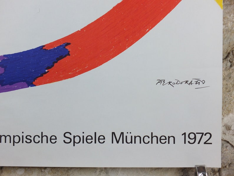 1972 Munich Olympics Poster, Piero Dorazio, Coloured Ribbons, sport, Olympische Spiele Munchen, wall art decor image 6