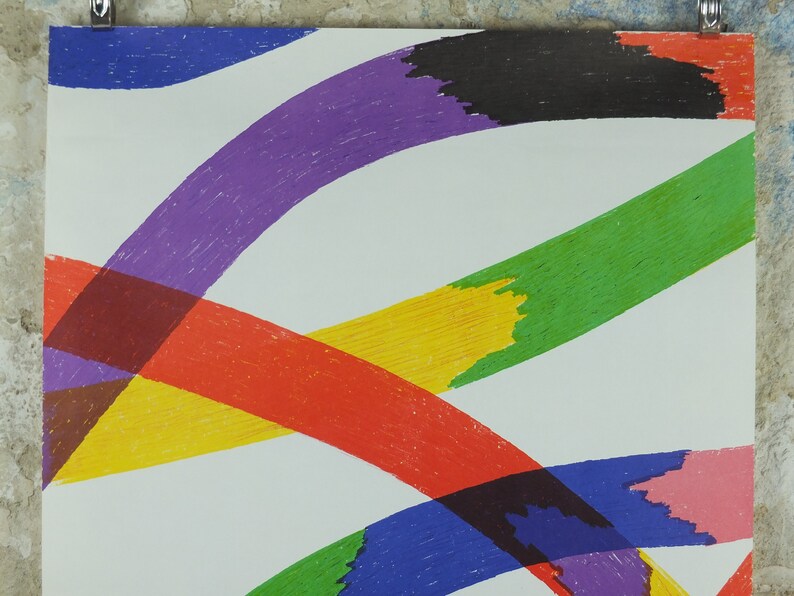 1972 Munich Olympics Poster, Piero Dorazio, Coloured Ribbons, sport, Olympische Spiele Munchen, wall art decor image 3