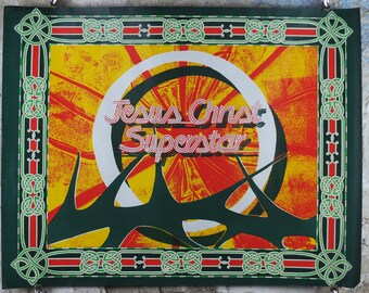 Jesus Christ Superstar Poster, 1970s, Crown of Thorns, halo, celtic design, from the Theatre Royal, theatre memorabilia, wall art decor