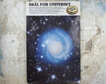 1990s Carlsburg Poster, Cheers to the Universe, Skal for Universet, advertising lager beer, wall art decor