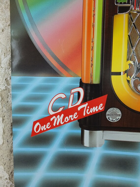 1980s Wurlizter Jukebox Poster, Colourful Retro Advertising for