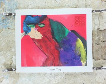1989 Walasse Ting Poster, Red Cat, colourful popular figuratism, pop art, gallery, wall art decor