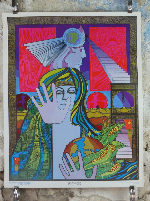 1967 Virgo Poster, Zodiac Astrology Star Sign, by Jim Blashfield