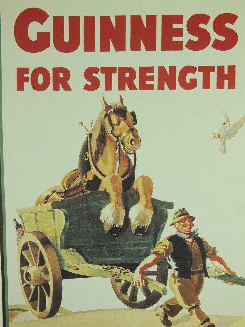 Guinness For Strength Poster, by John Gilroy 1949, Gilroy's favourite poster, Advertising campaign Wall art retro 1990s image 5