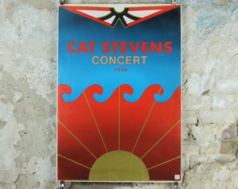 1976 Cat Stevens Concert Poster, Majikat Tour, Yusuf Islam, pop rock & folk, music wall art decor