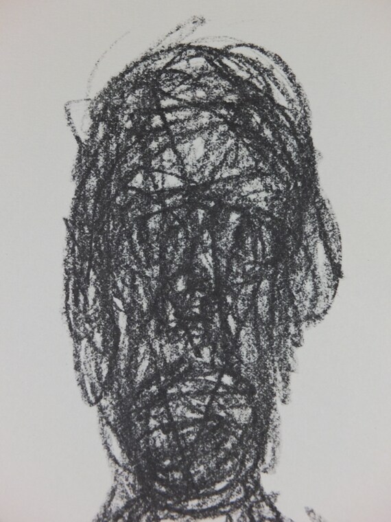 Dessin Original Alberto Giacometti - Technique Mixte Sur Papier, Signé Et Estampillé