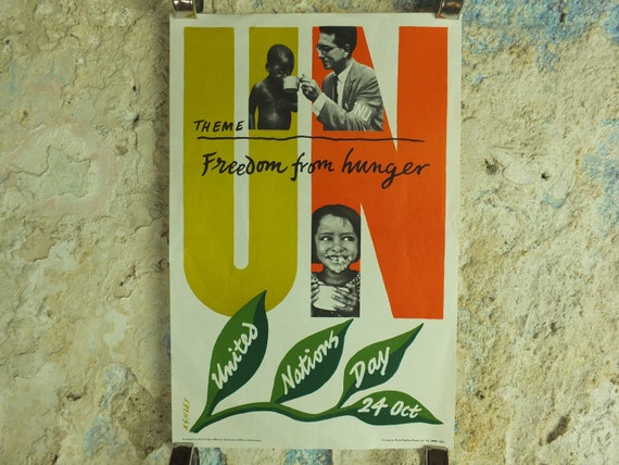 Original Vintage United Nations Poster Freedom From Hunger United