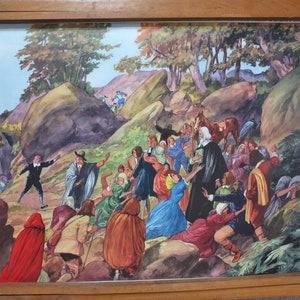 vintage Français carte de mur d’affiche de l’école Rossignol Louis XIV le quatorzième protestant Persercution oppression paysans design intérieur