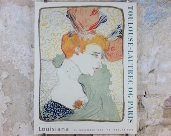 1995 Henri Toulouse-Lautrec Poster, Portrait Bust of Mademoiselle Marcelle Lender, Art Nouveau, gallery exhibition, wall art decor