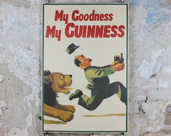 Vintage Guinness Poster, My Goodness My Guinness, from Guinness Museum, 1939 Advertising campaign Wall art by Gilroy retro 1990s