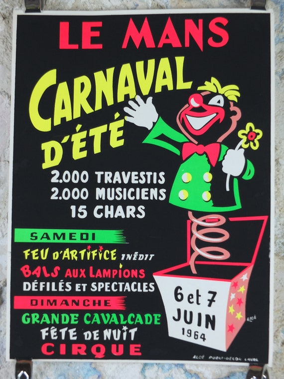 1964 Le Mans Carnival Poster, Luminous Jack-in-a-box, Glow in the