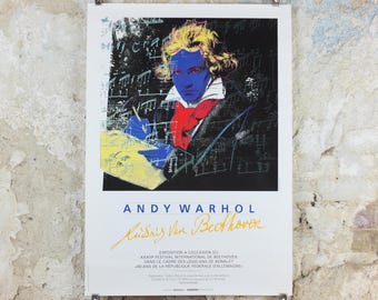 1989 Andy Warhol Poster, Ludwig van Beethoven, 40 Anniversary Federal Republic of Germany, pop art artist gallery exhibition, wall art decor