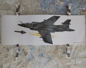 Original Vintage Poster British Aerospace Buccaneer S.Mk 2B by Chris Davey military air force airplane aeroplane  wall art 1980s