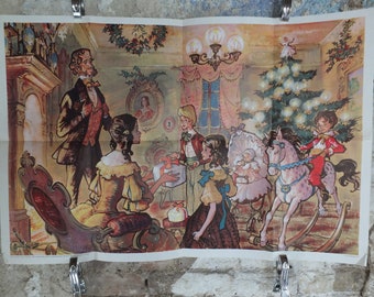 Original Vintage British Child Education Victorian Dickensian Christmas Poster mid century print Dorothy Hawksley wall art 1968 1960s