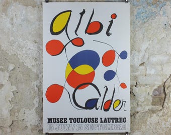 1971 Alexander Calder Poster, Albi, Musee Toulouse Lautrec Paris, Innovative Mobiles artist, gallery exhibition, wall art decor