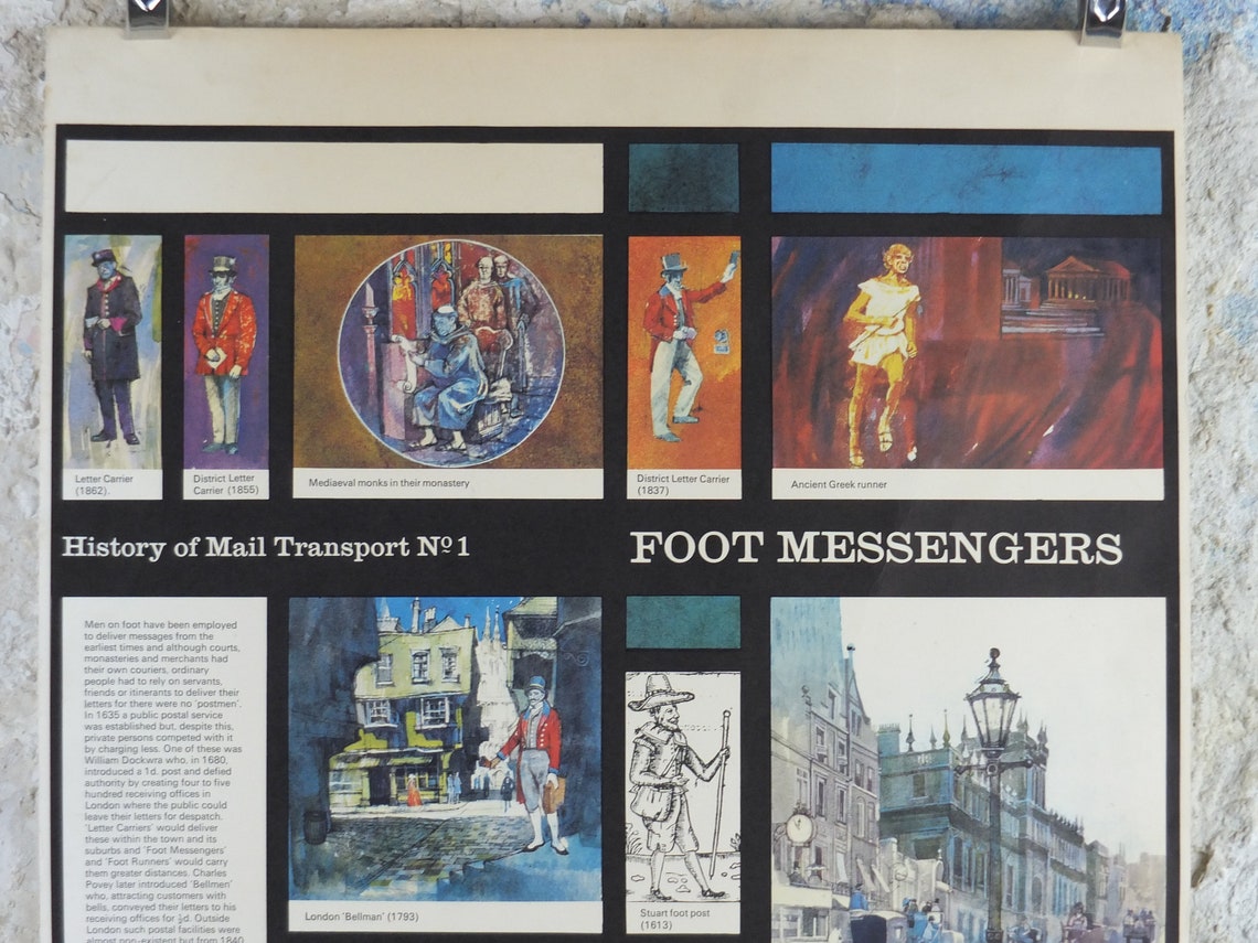 1966 History of Mail Transport Poster Foot Messengers GPO Etsy UK