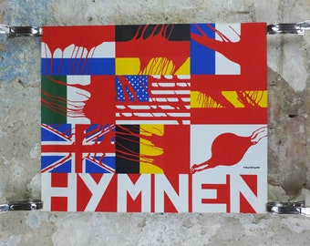 1970 Hymnen Poster, by Gérard Fromanger, experimental ballet and dance, blood soaked flags, protest wall art decor