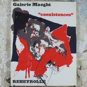 Póster de Paul Rebyerolle de los años 70, Coexistencia, Galerie Maeght, Nueva Figuración, decoración de pared para exposiciones en galerías.