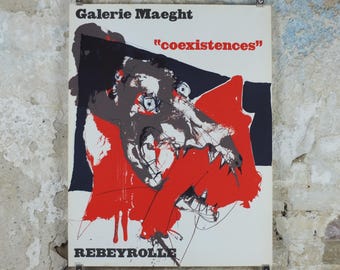 1970s Paul Rebyerolle Poster, Coexistence, Galerie Maeght, New Figuration, Nouvelle Figuration, gallery exhibition wall art decor