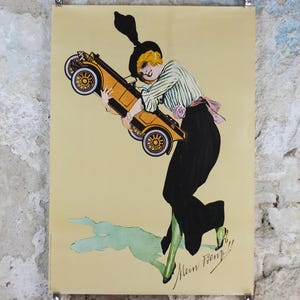 Mercedes Benz Poster, Mein Benz 1914, art deco or art nouveau, German vintage, Advertising print wall art decor