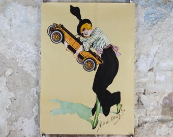 Mercedes Benz Poster, Mein Benz 1914, art deco or art nouveau, German vintage, Advertising print wall art decor