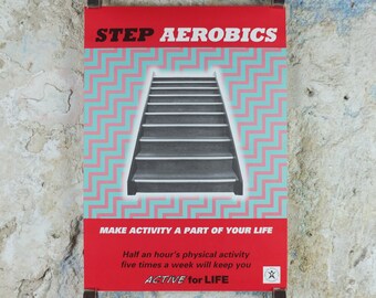 1990s Step Aerobics Poster, Active for Life, Health Education Authority for healthy lifestyle, fitness advertising print wall art decor