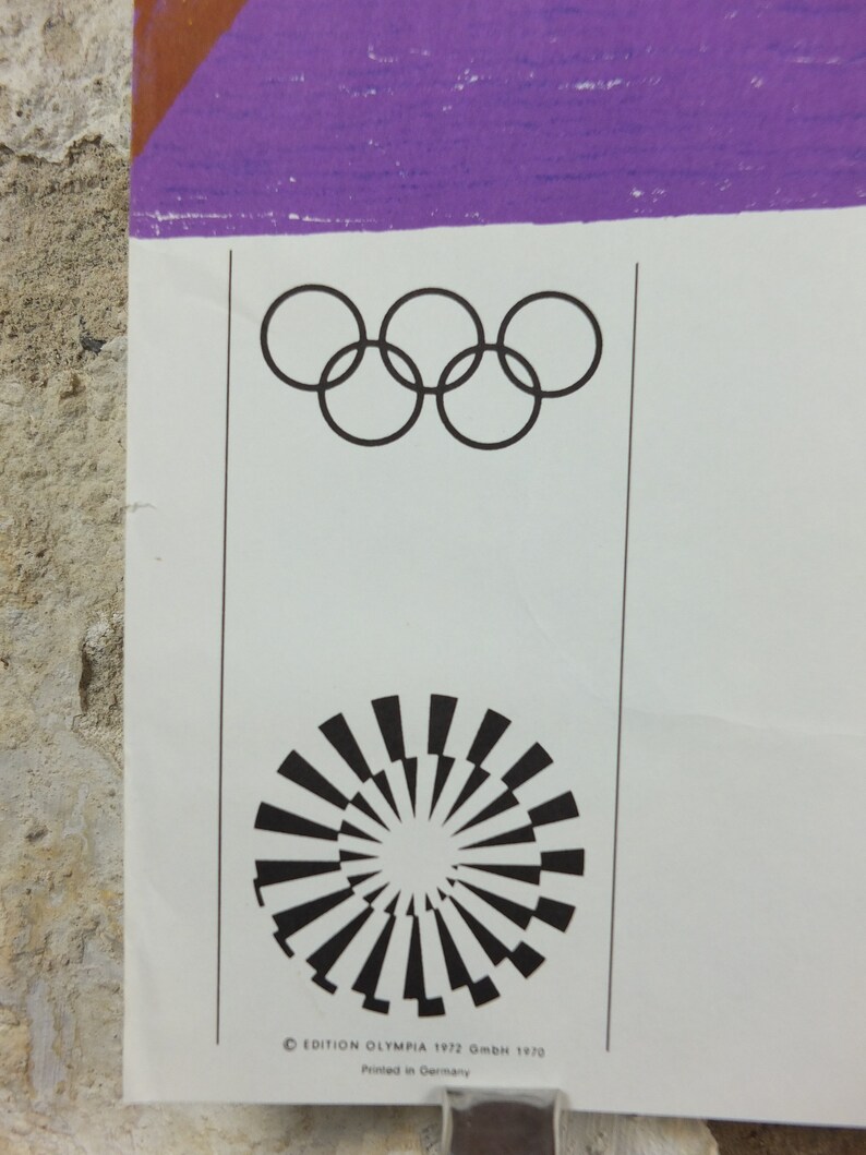 1972 Munich Olympics Poster, Piero Dorazio, Coloured Ribbons, sport, Olympische Spiele Munchen, wall art decor image 7